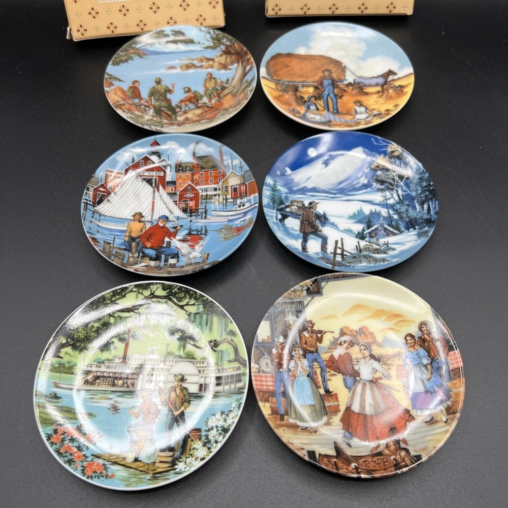 Set Of 6 Avon 1985 American Portraits Collection Porcelain 4" Decorative Plate